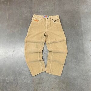 Empyre‎ Tan Corduroy Pants Elastic Waist Embroidered Logo Y2K Kids Size 24